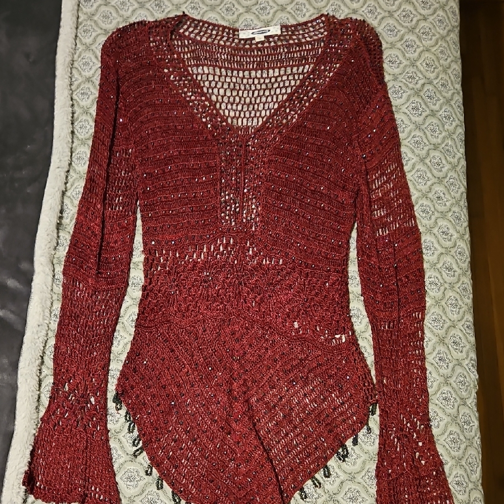 Elegant Red Knit Women's Top